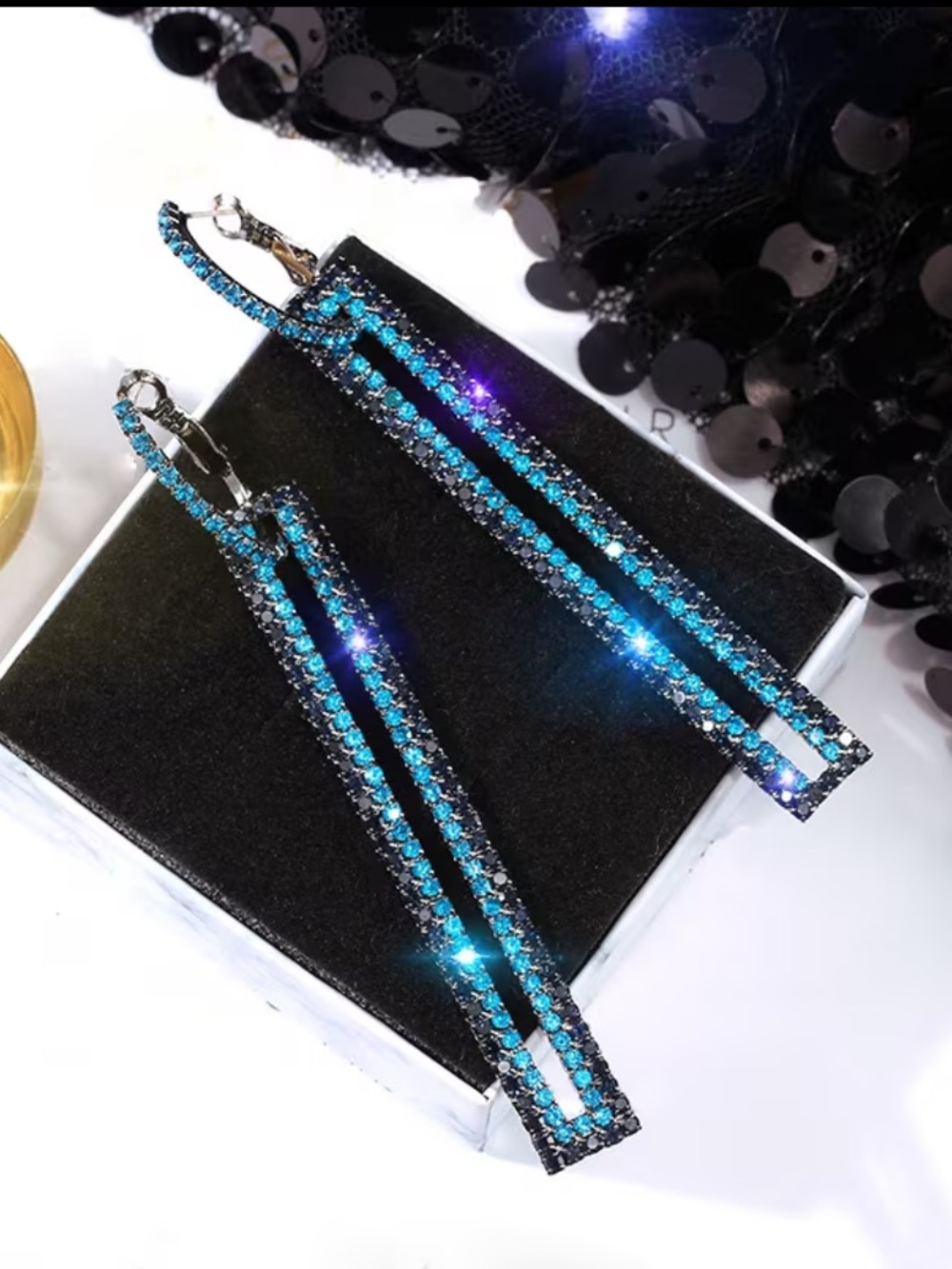 Blue Crystal Dangle Earrings - Women Accessories